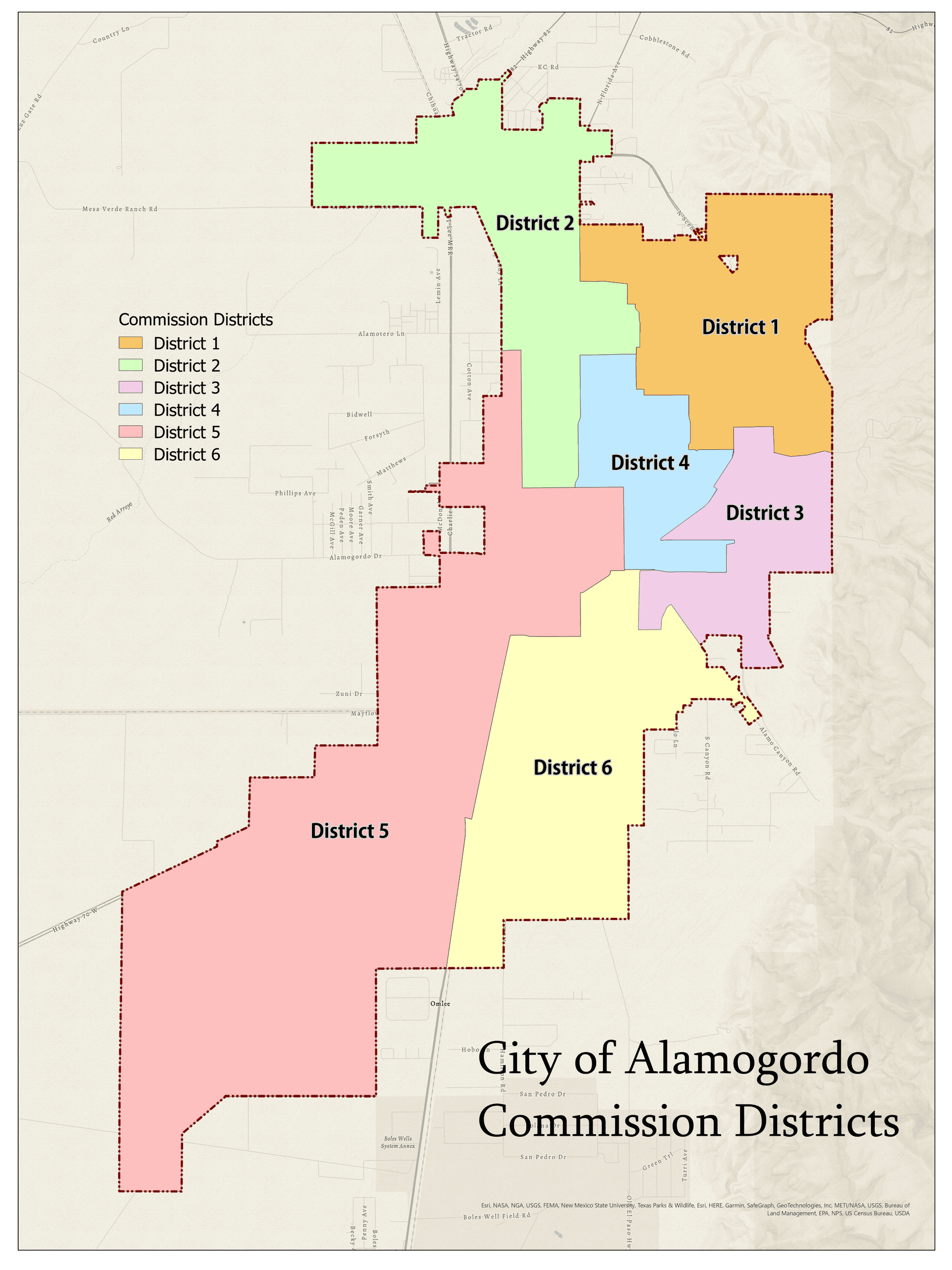 City of Alamogordo commission districts interactive map.