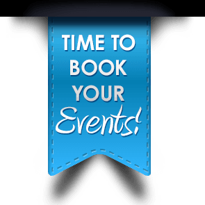 Time to book your events ribbon text graphic