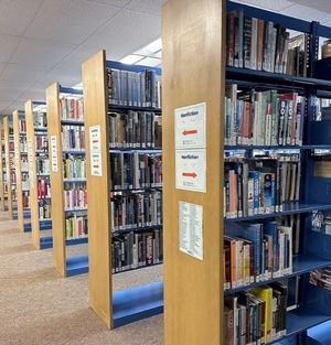 Bookshelves at the library